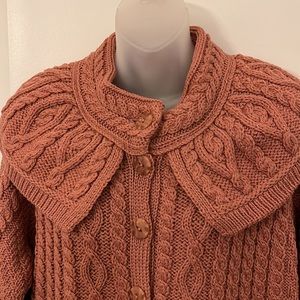 Aran Crafts 100% Merino Wool Ireland Cardigan Sweater Coat Button Front